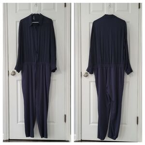 Vince Navy Tapered Leg Drawstring Jumpsuit